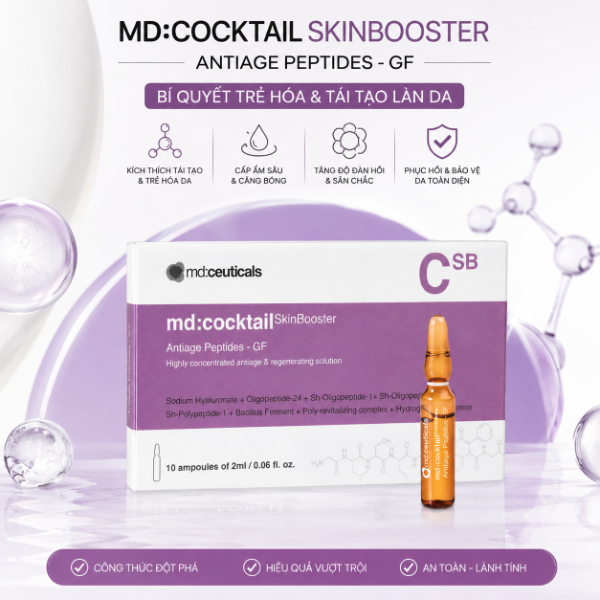 Serum tái sinh chống oxy hóa ngăn ngừa lão hóa da Md:Ceuticals Md:Cocktail Skinbooster Anti-Age Peptides-Gf