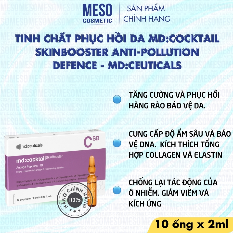Serum tái sinh chống oxy hóa ngăn ngừa lão hóa da Md:Ceuticals Md:Cocktail Skinbooster Anti-Age Peptides-Gf