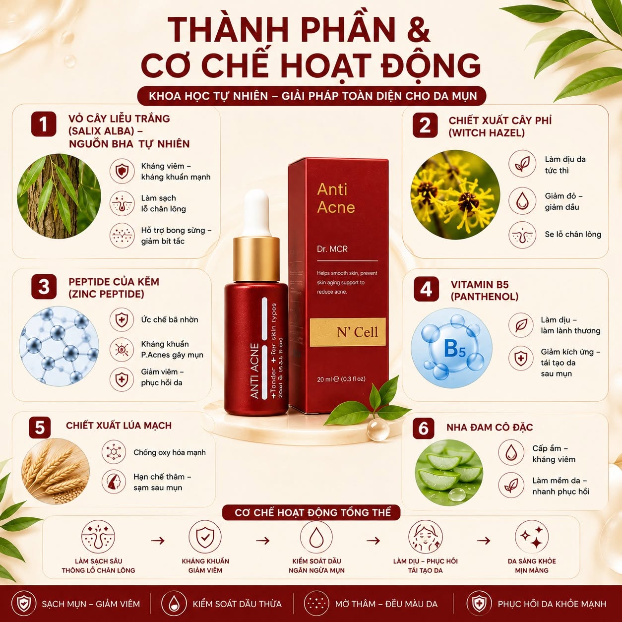 Serum Hỗ Trợ Giảm Mụn Lưng, Viêm Nang Lông N'Cell Anti Acne Serum 20ml