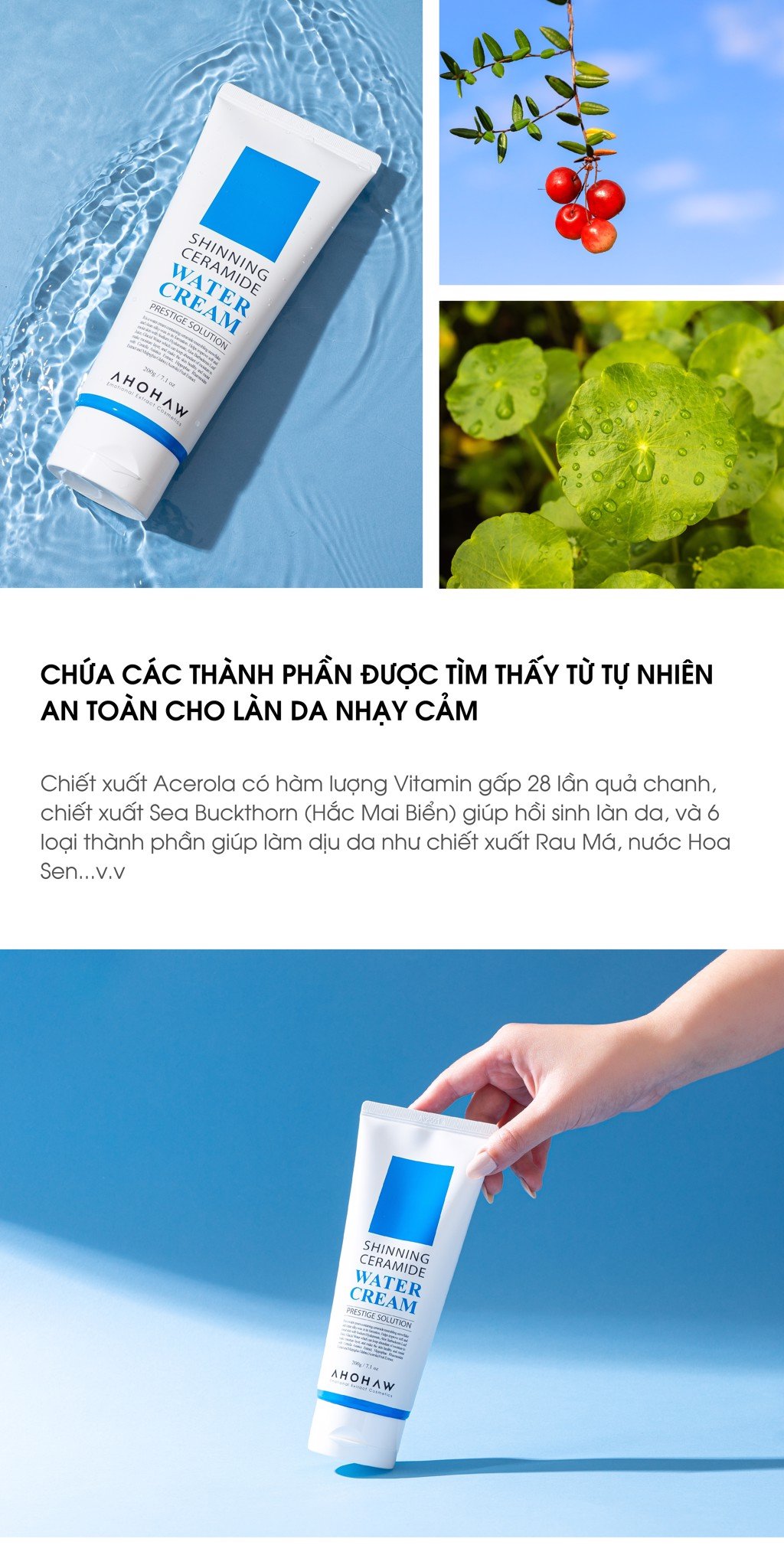 Shinning Ceramide Water Cream - Kem Dưỡng Siêu Cấp Nước & Phục Hồi Hàng Rào Bảo Vệ Da - 80gr/200gr