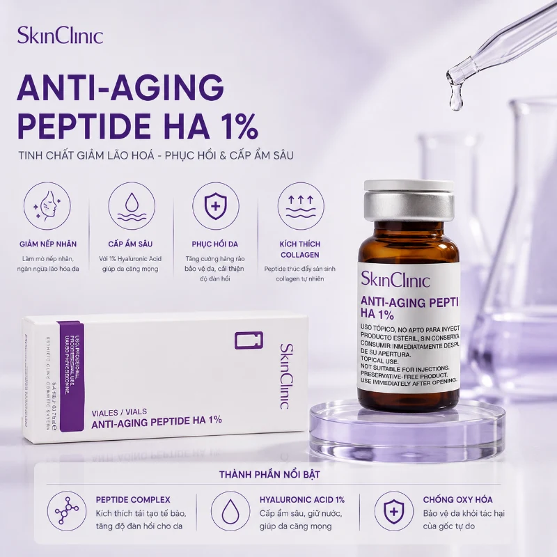 SkinClinic Anti-Aging Peptide HA 1% – Tinh Chất Giảm Lão Hóa, Giảm Nếp Nhăn