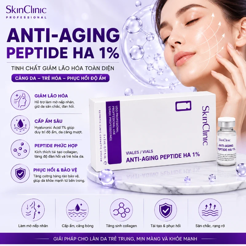 SkinClinic Anti-Aging Peptide HA 1% – Tinh Chất Giảm Lão Hóa, Giảm Nếp Nhăn