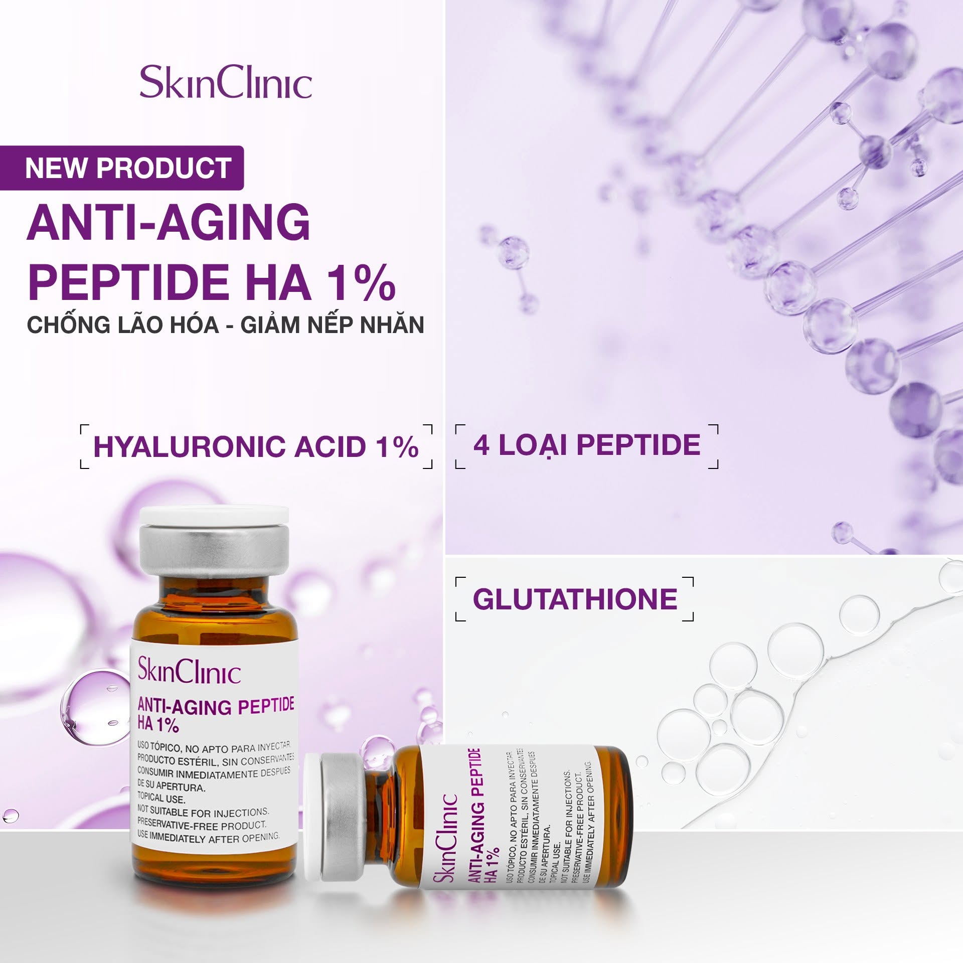 SkinClinic Anti-Aging Peptide HA 1% – Tinh Chất Giảm Lão Hóa, Giảm Nếp Nhăn