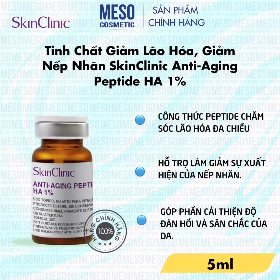 SkinClinic Anti-Aging Peptide HA 1% – Tinh Chất Giảm Lão Hóa, Giảm Nếp Nhăn