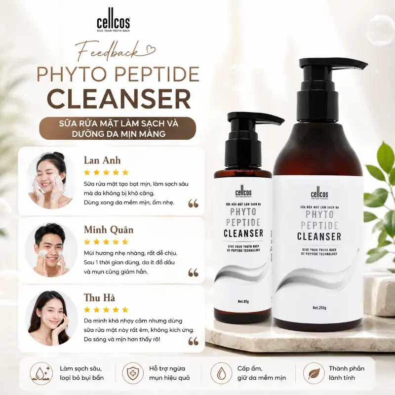 Sữa rửa mặt làm sạch da Mediworld Phyto Peptide Cleanser