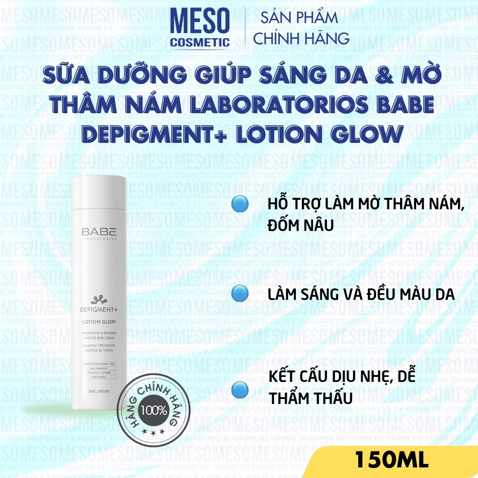 Sữa Dưỡng Giúp Sáng Da & Mờ Thâm Nám Laboratorios Babe Depigment+ Lotion Glow