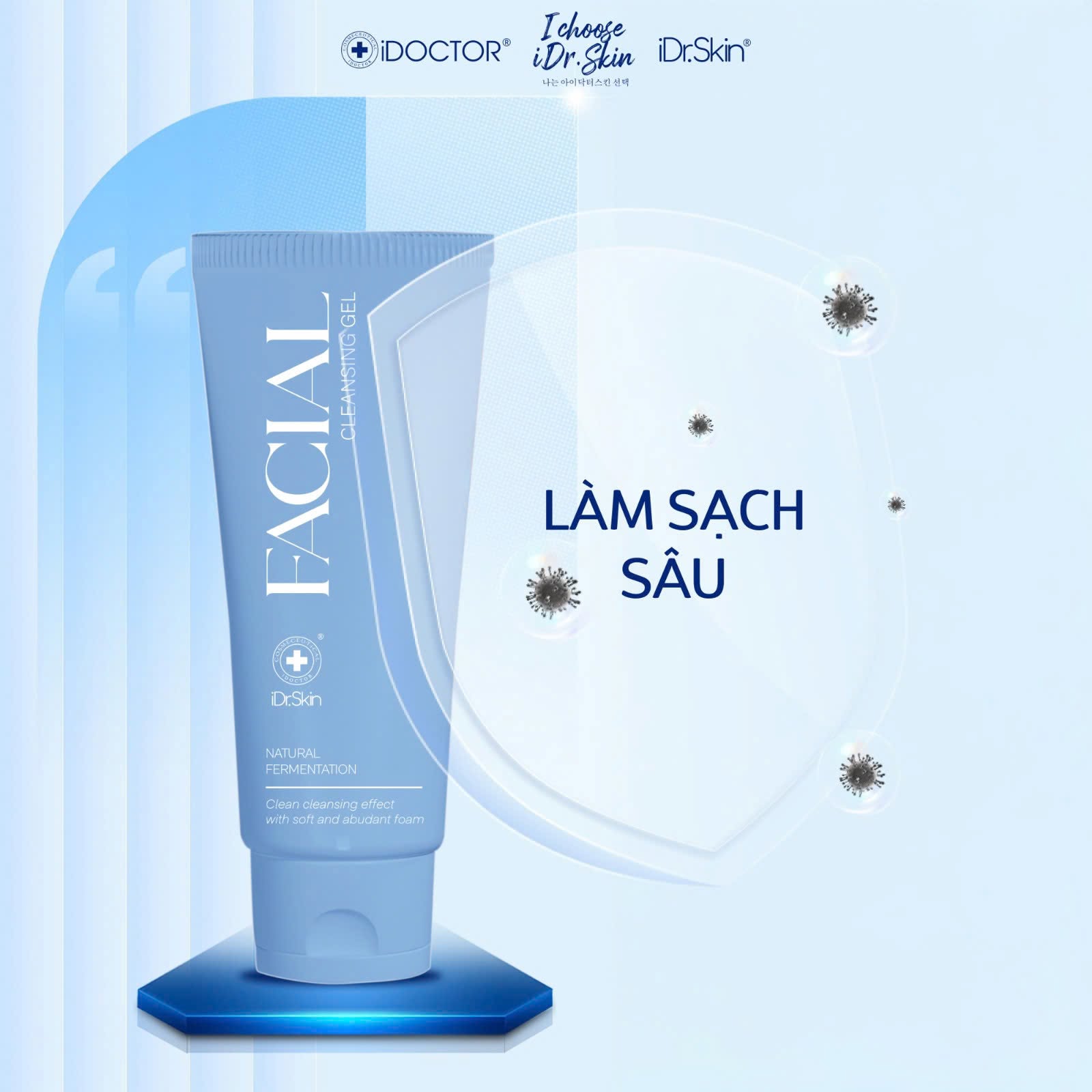 Sữa Rửa Mặt Làm Sạch Sâu Cho Da Dầu Mụn iDr.Skin Facial Cleansing Gel 120g