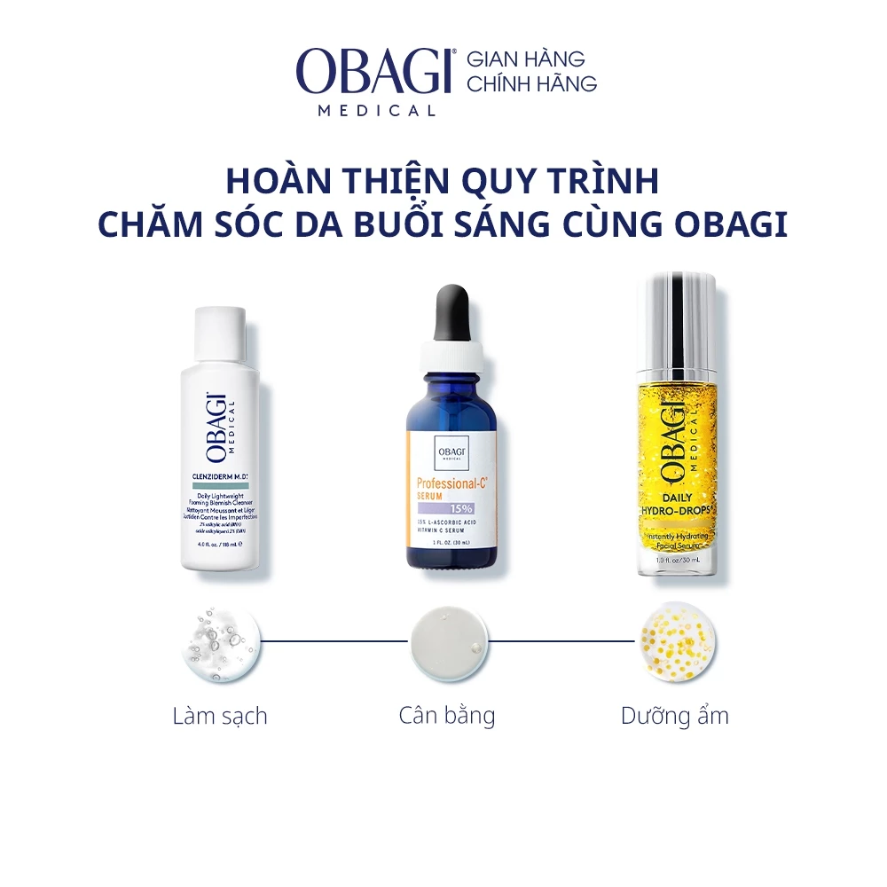 Sữa Rửa Mặt Làm Sạch Sâu, Giảm Dầu Thừa Obagi CLENZIderm M.D. Foaming Blemish 118ml
