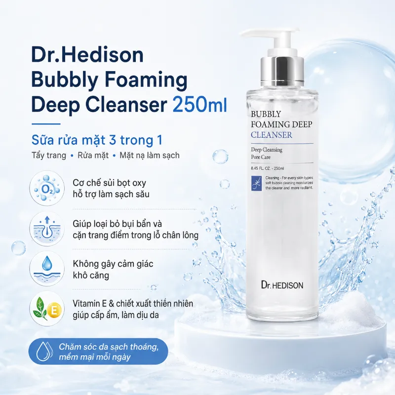 Sữa Rửa Mặt Sủi Bọt Detox Da Dr.Hedison Bubbly Foaming Deep Cleanser 250ml