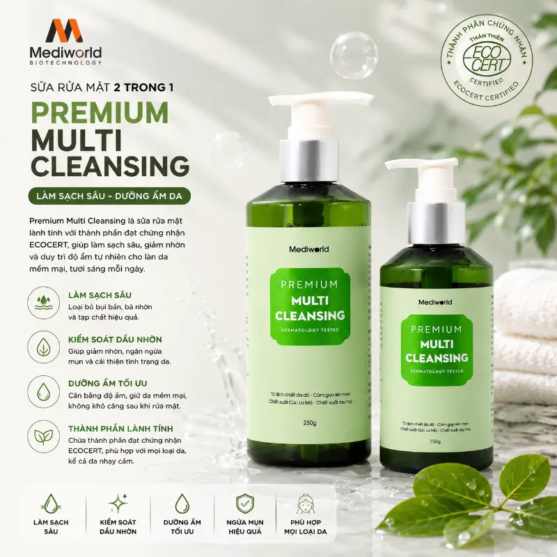 Sữa rửa mặt 2 trong 1 Mediworld Premium Multi Cleansing