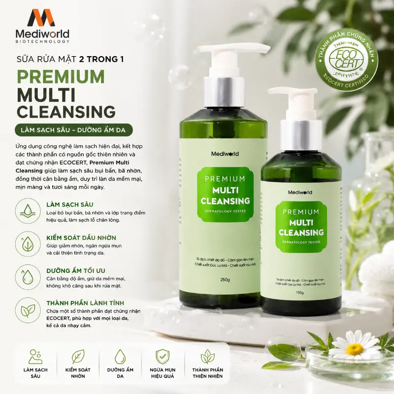 Sữa rửa mặt 2 trong 1 Mediworld Premium Multi Cleansing
