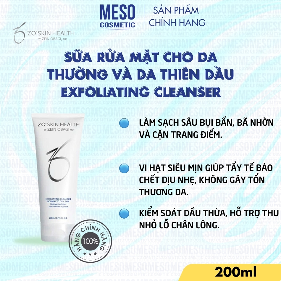 Sữa rửa mặt cho da thường và da thiên dầu EXFOLIATING CLEANSER