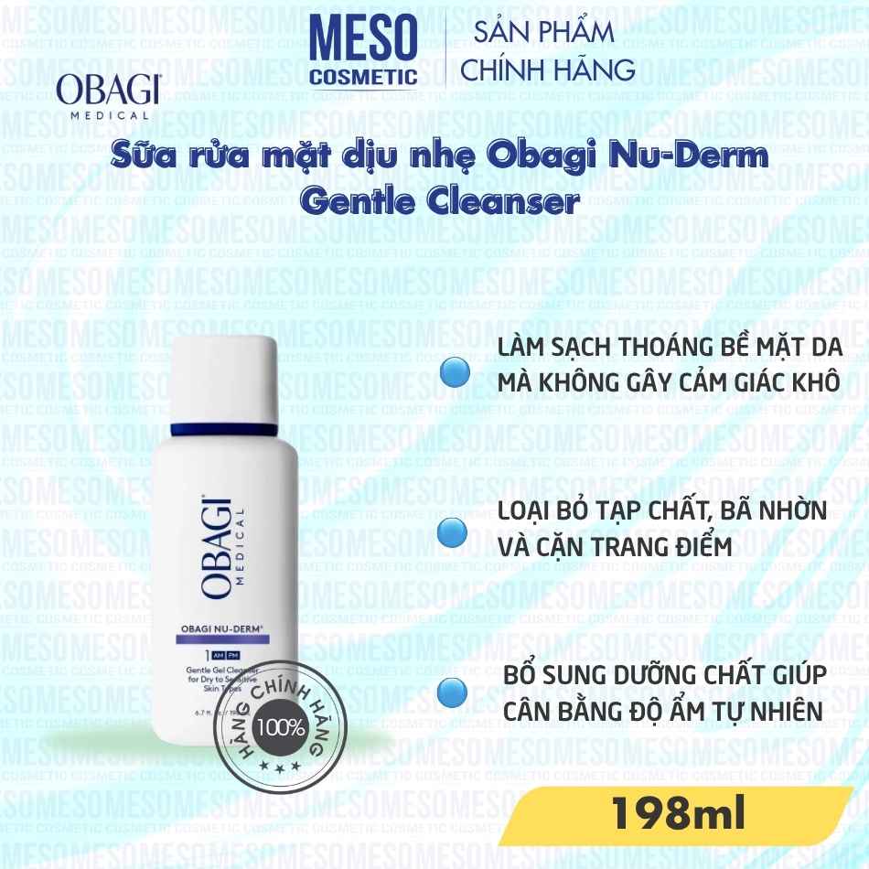Sữa rửa mặt dịu nhẹ Obagi Nu-Derm Gentle Cleanser