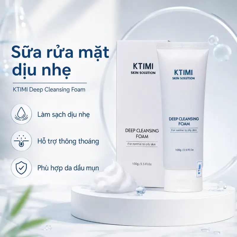 Sữa rửa mặt dịu nhẹ cho da nhờn mụn KTIMI Deep Cleansing Foam