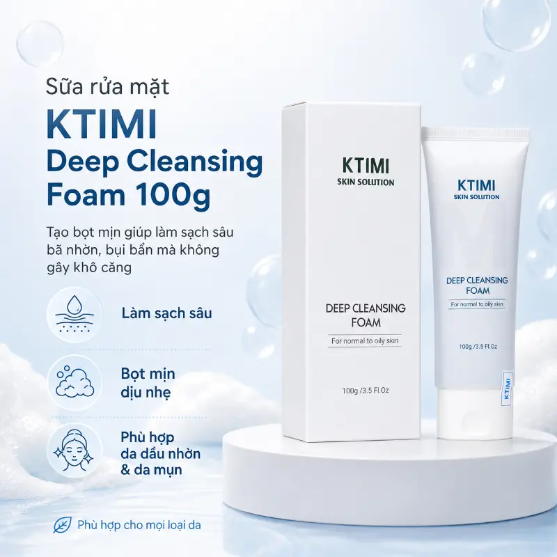 Sữa rửa mặt dịu nhẹ cho da nhờn mụn KTIMI Deep Cleansing Foam