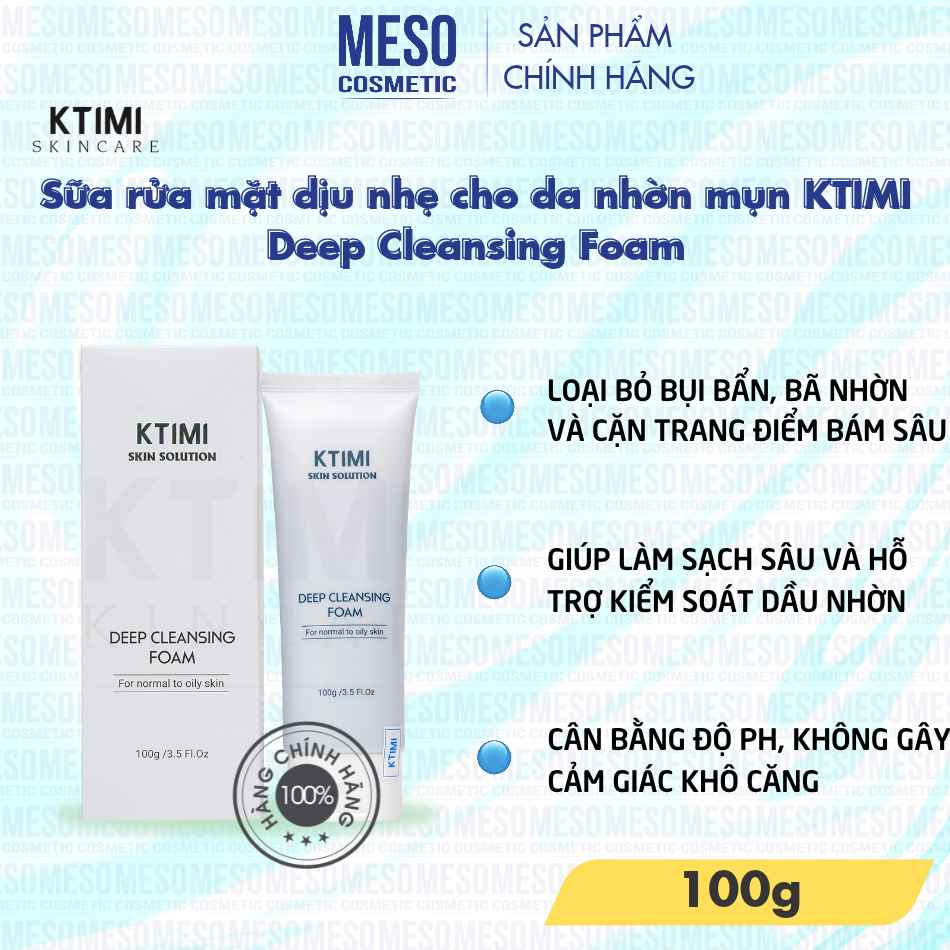 Sữa rửa mặt dịu nhẹ cho da nhờn mụn KTIMI Deep Cleansing Foam