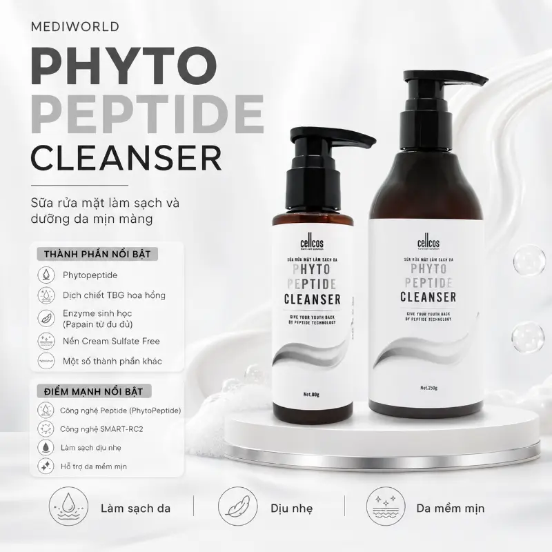 Sữa rửa mặt làm sạch da Mediworld Phyto Peptide Cleanser