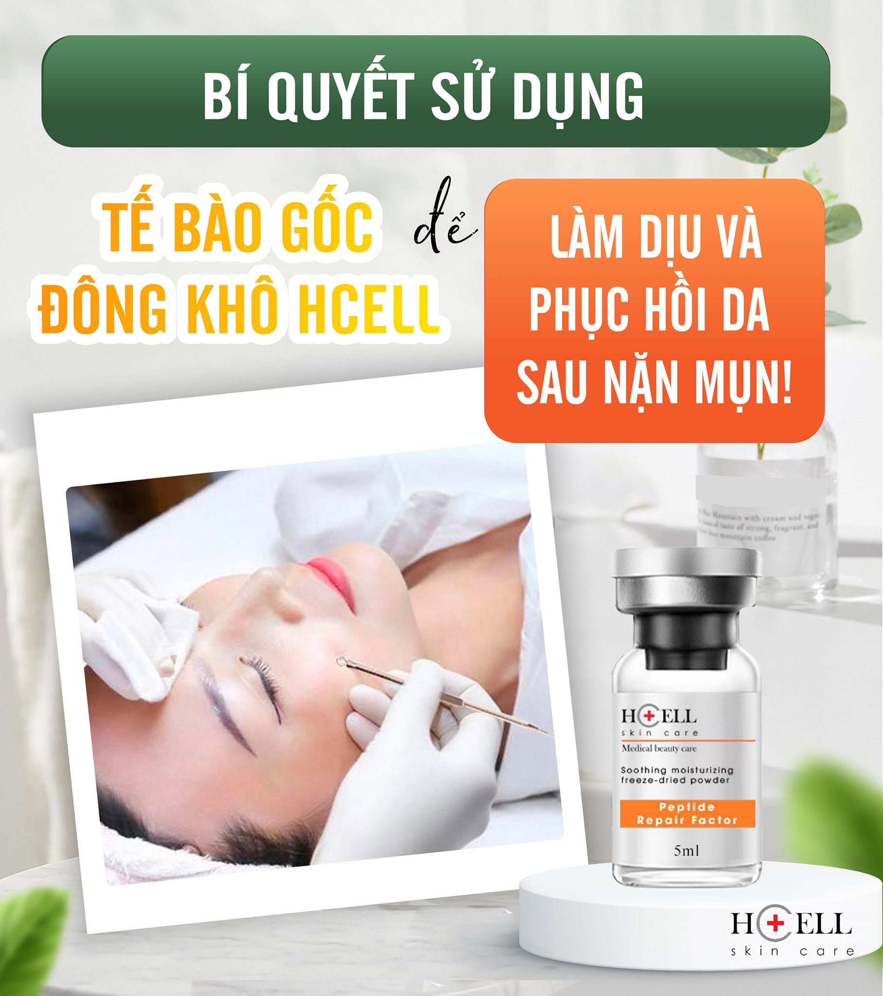 Tế Bào Gốc Hcell Đông Khô Peptide Repair Factor nuôi dưỡng, tái tạo phục hồi da