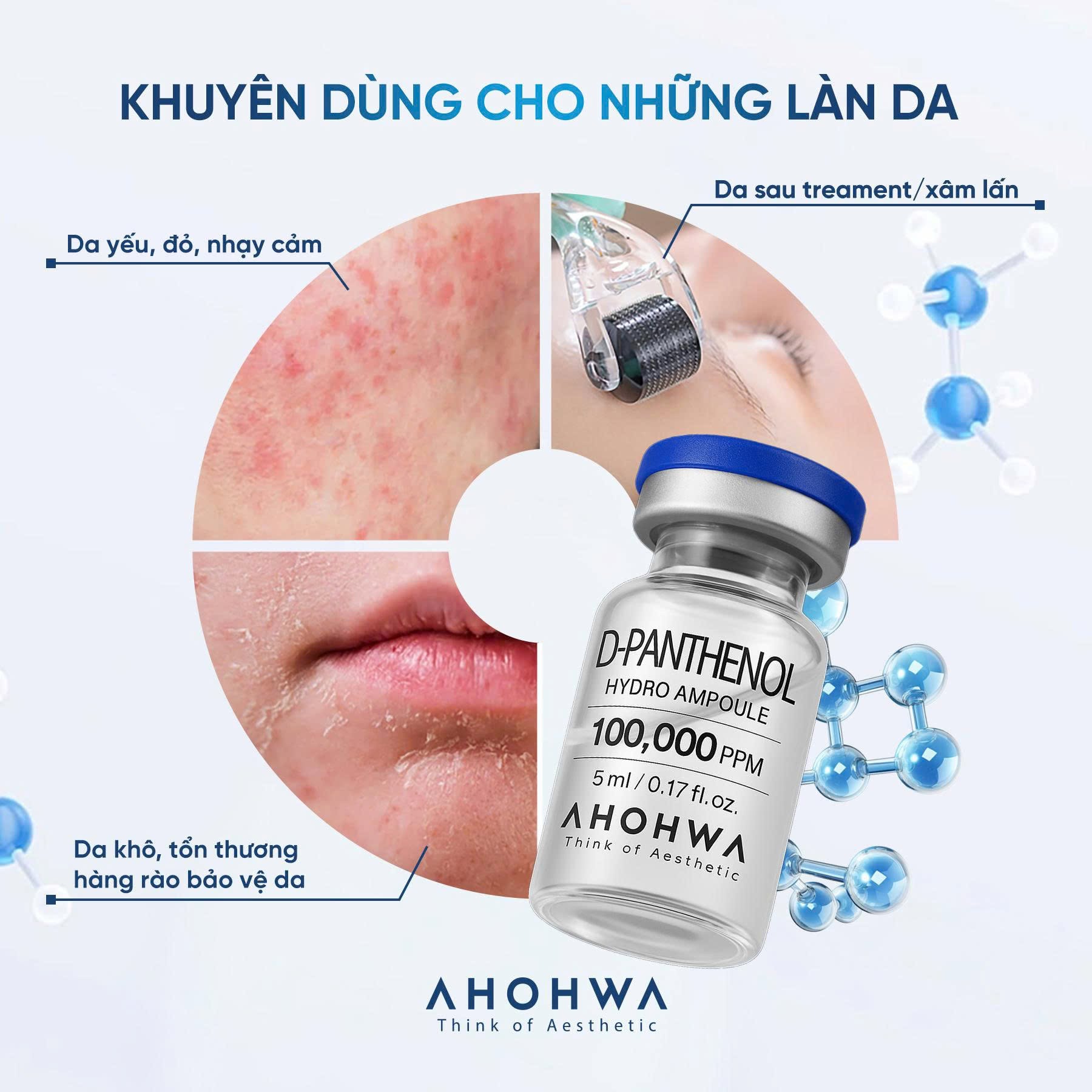 Tế bào gốc kháng viêm phục hồi tái tạo da nhạy cảm sau xâm lấn Ahohwa D-Panthenol Hydro Ampoule
