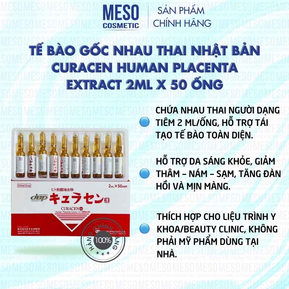 Tế bào gốc nhau thai Nhật Bản Curacen Human Placenta Extract 2ml x 50 ống