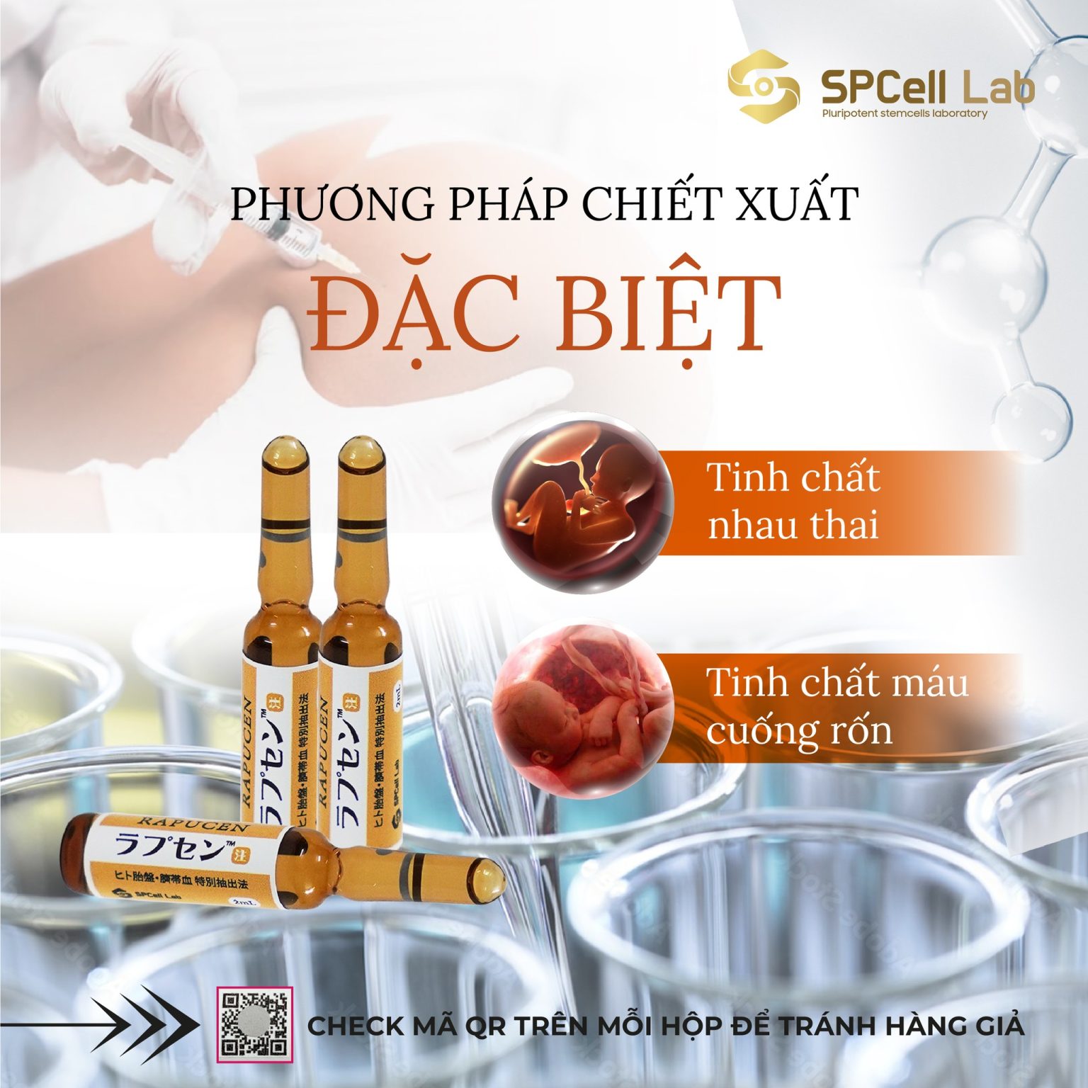 Tế bào gốc trẻ hóa từ bên trong, da sáng khỏe tươi tắn SPCell Lab RAPUCEN