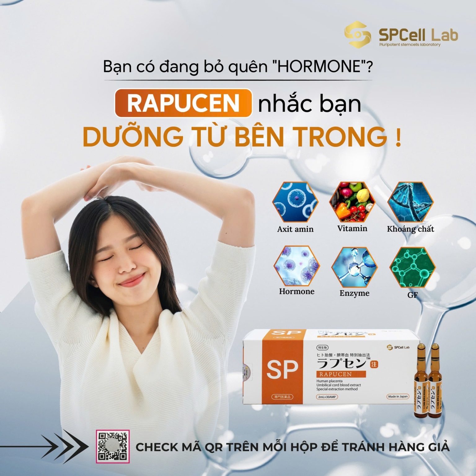 Tế bào gốc trẻ hóa từ bên trong, da sáng khỏe tươi tắn SPCell Lab RAPUCEN