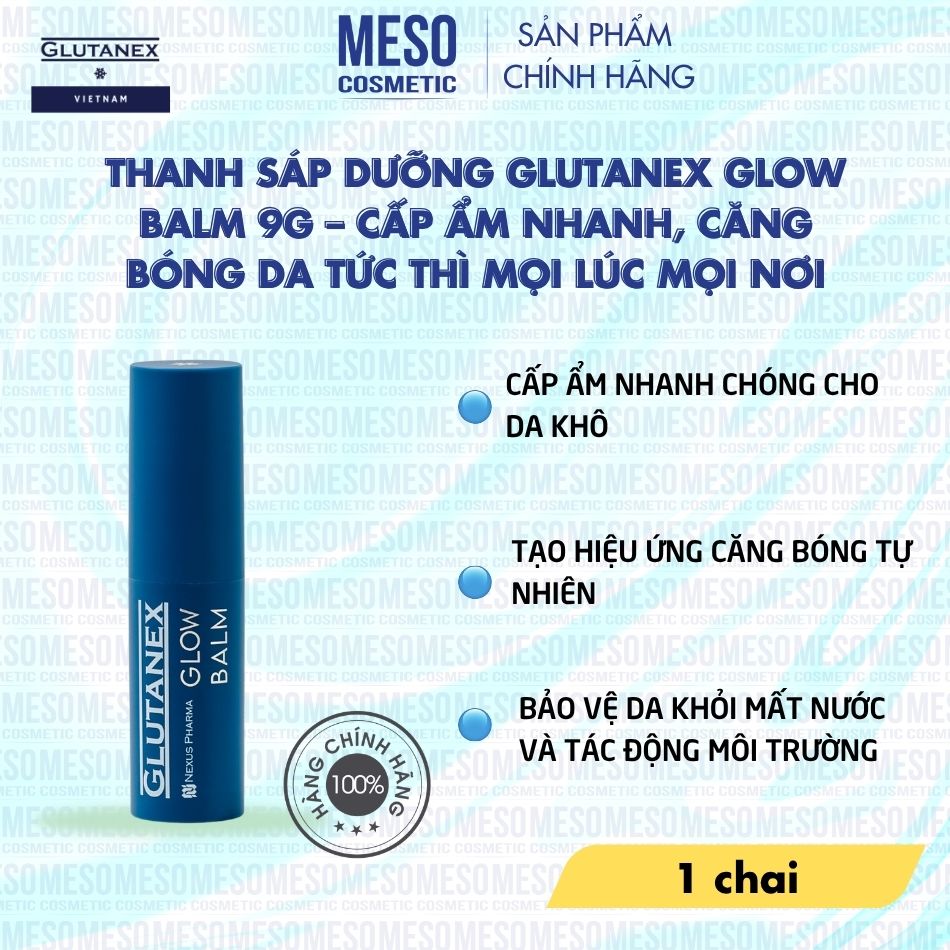 Thanh Sáp Dưỡng Glutanex Glow Balm 9g – Cấp Ẩm Nhanh, Căng Bóng Da Tức Thì Mọi Lúc Mọi Nơi