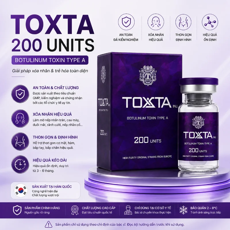 Tinh Chất Toxta 200 Units Chính Hãng Hàn Quốc - Botulinum Toxin Type A Hỗ Trợ Xóa Nhăn & Thon Gọn Cơ 200U