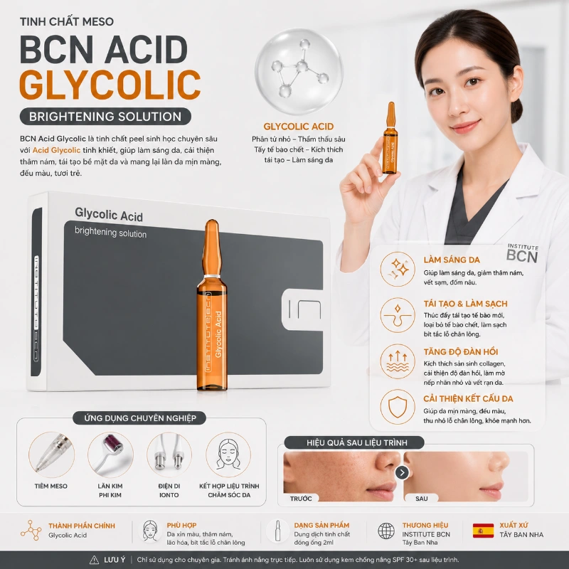 Tinh Chất BCN Acid Glycolic Tây Ban Nha trắng da mờ thâm mụn