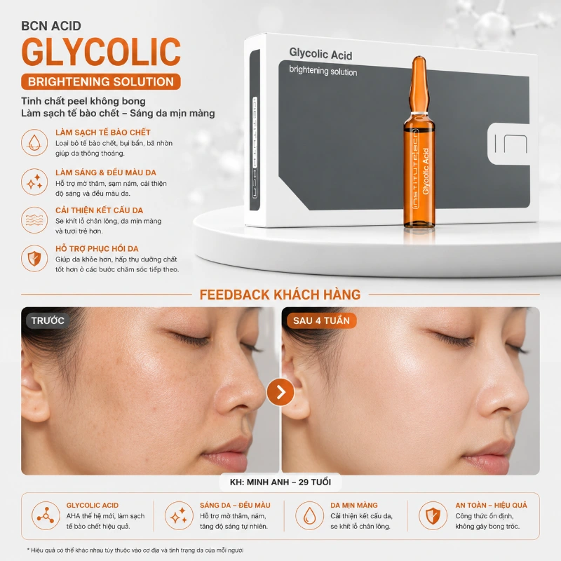 Tinh Chất BCN Acid Glycolic Tây Ban Nha trắng da mờ thâm mụn