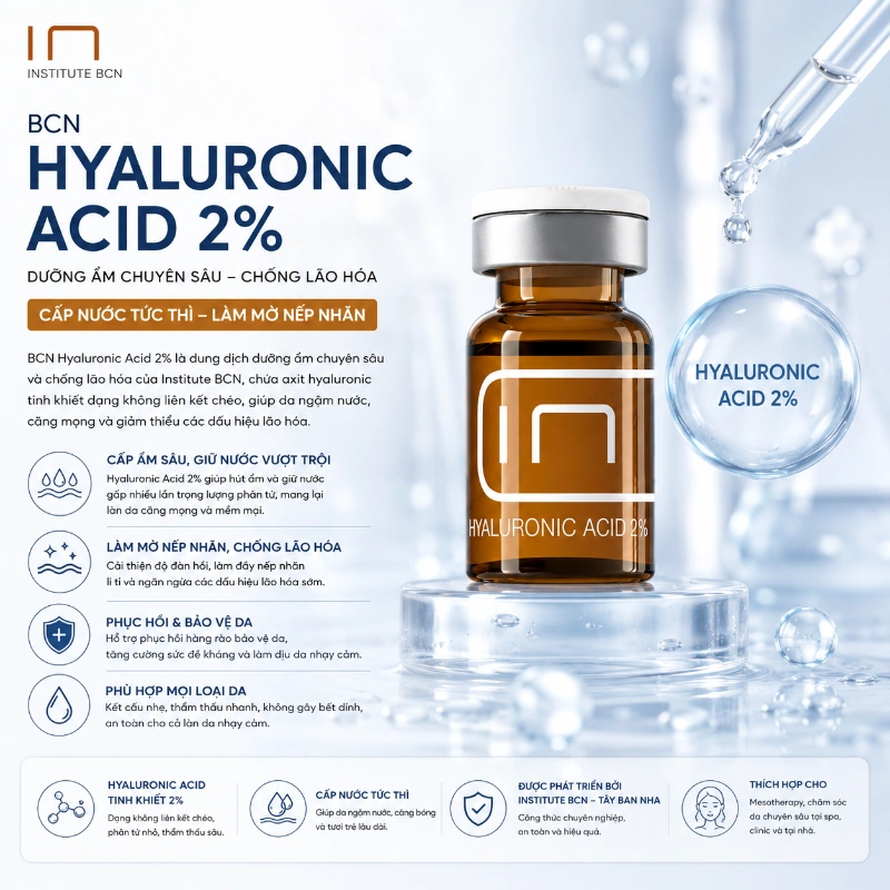 Tinh Chất BCN Tây Ban Nha Acid Hyaluronic 2% căng bóng, trẻ hoá da