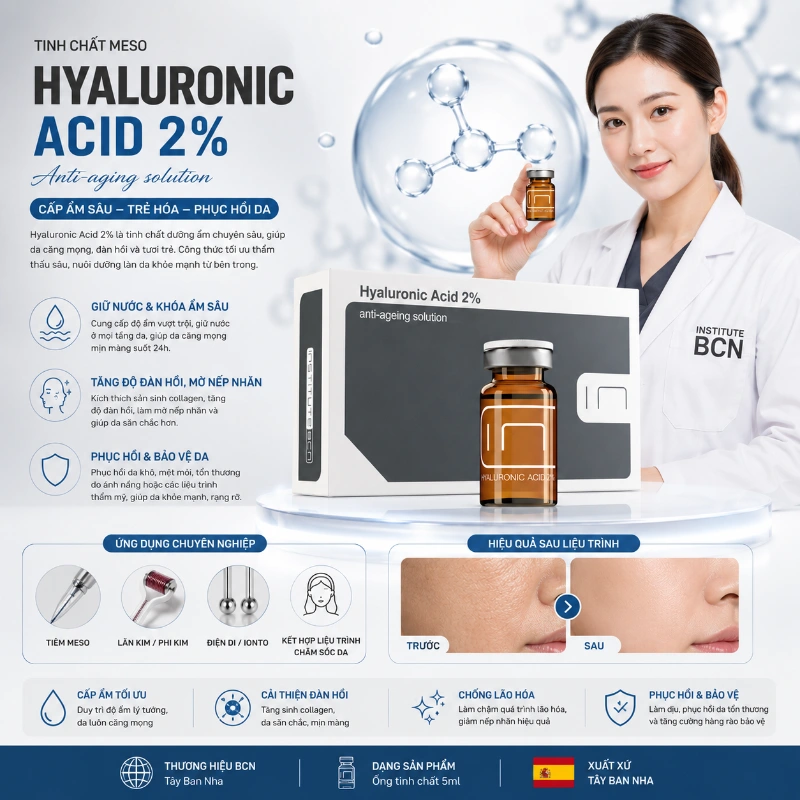 Tinh Chất BCN Tây Ban Nha Acid Hyaluronic 2% căng bóng, trẻ hoá da