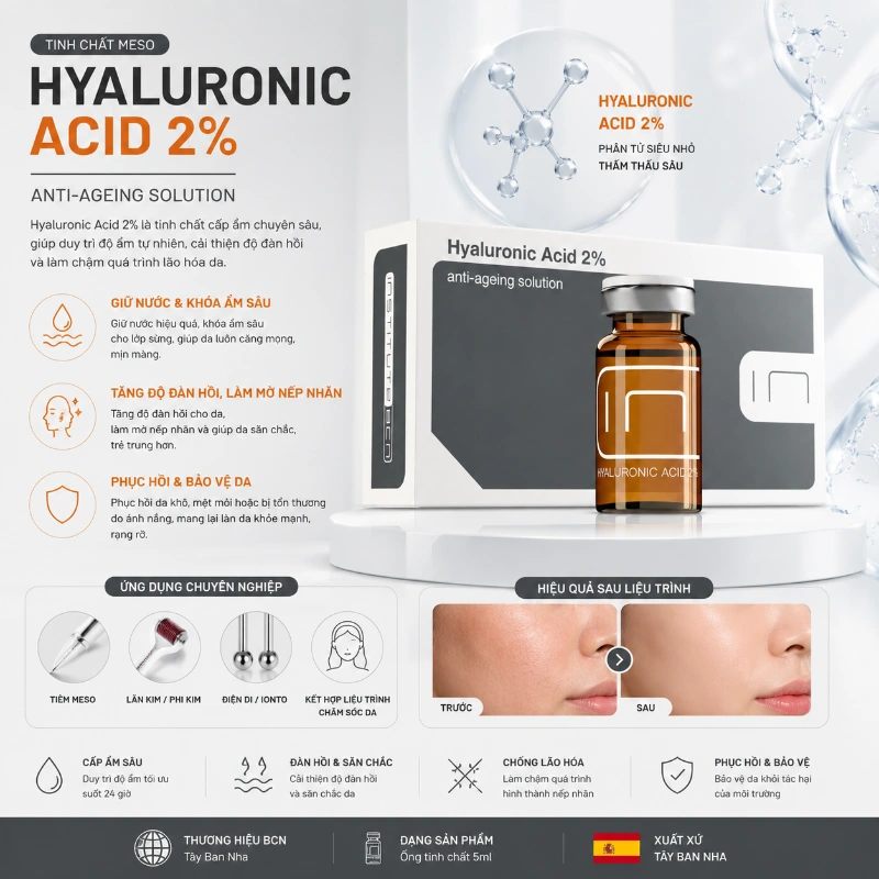 Tinh Chất BCN Tây Ban Nha Acid Hyaluronic 2% căng bóng, trẻ hoá da