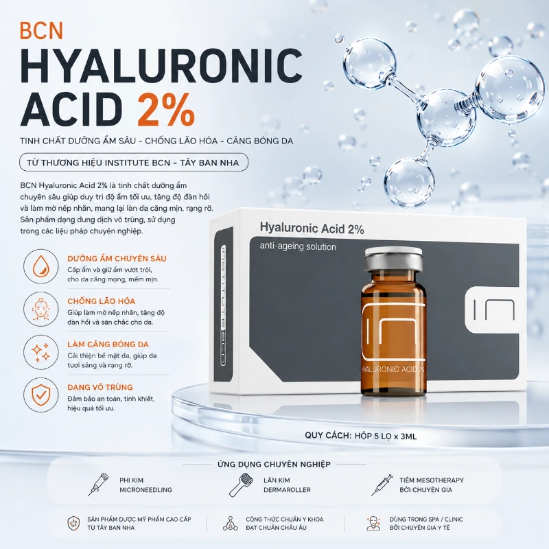 Tinh Chất BCN Tây Ban Nha Acid Hyaluronic 2% căng bóng, trẻ hoá da