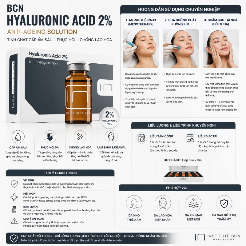 Tinh Chất BCN Tây Ban Nha Acid Hyaluronic 2% căng bóng, trẻ hoá da