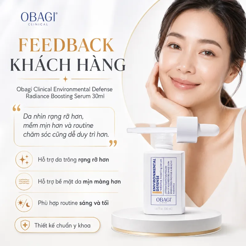 Tinh Chất Chống Oxy Hóa Obagi Clinical Environmental Defense Radiance Boosting Serum 30ml – Dưỡng Ẩm, Tăng Độ Rạng Rỡ