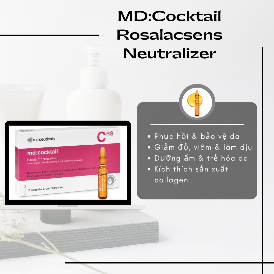 Tinh Chất Giảm Đỏ, Phục Hồi Da Nhạy Cảm MD:Cocktail Rosalacsens Neutralizer - MD:Ceuticals
