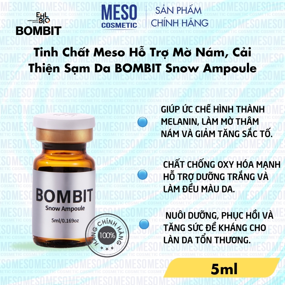 Tinh Chất Hỗ Trợ Mờ Nám, Giảm Sạm Da & Làm Sáng Da BOMBIT Snow Meso Chính Hãng