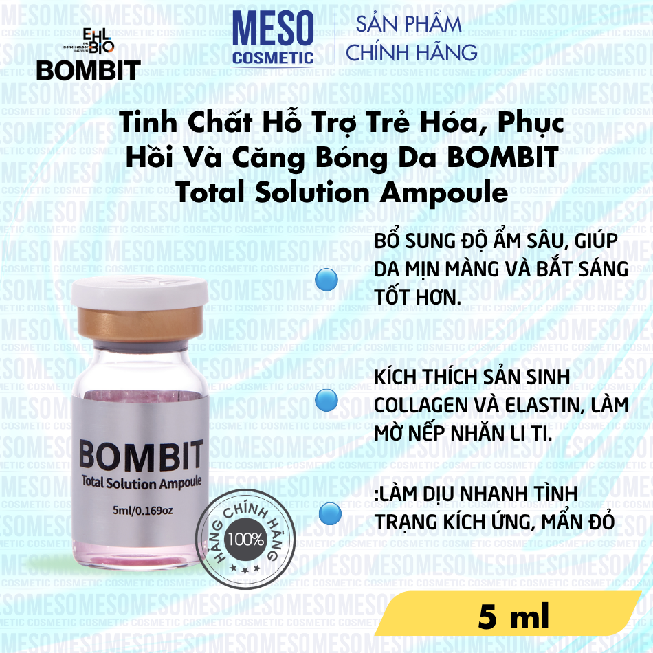 Tinh Chất Hỗ Trợ Trẻ Hóa, Phục Hồi Và Căng Bóng Da BOMBIT Total Solution Ampoule