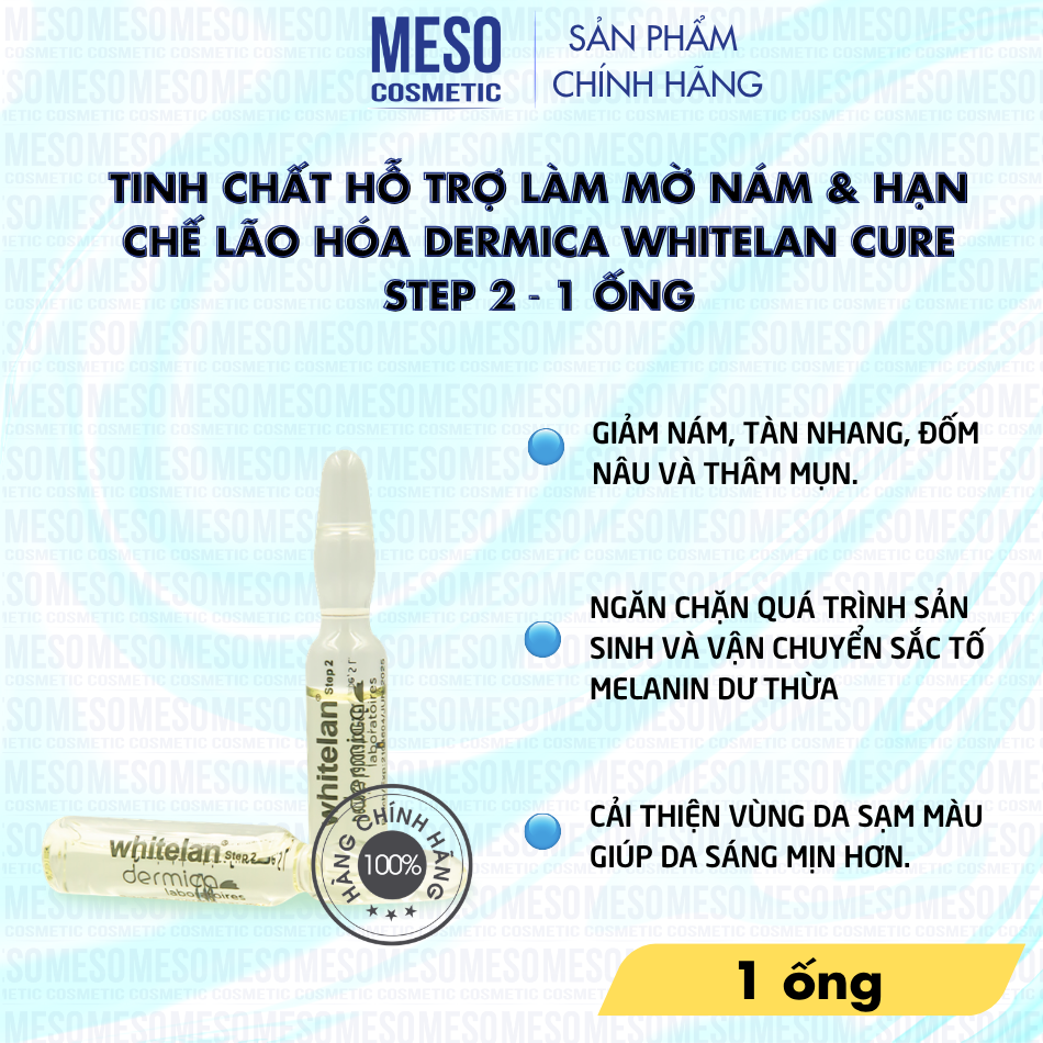 Tinh Chất Làm Mờ Nám Và Chống Lão Hóa Dermica Whitelan Cure Step 2 Lẻ 1 Ống