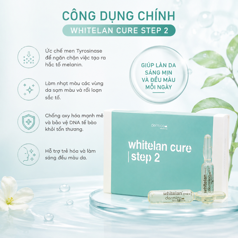 Tinh Chất Làm Mờ Nám Và Chống Lão Hóa Dermica Whitelan Cure Step 2 Lẻ 1 Ống