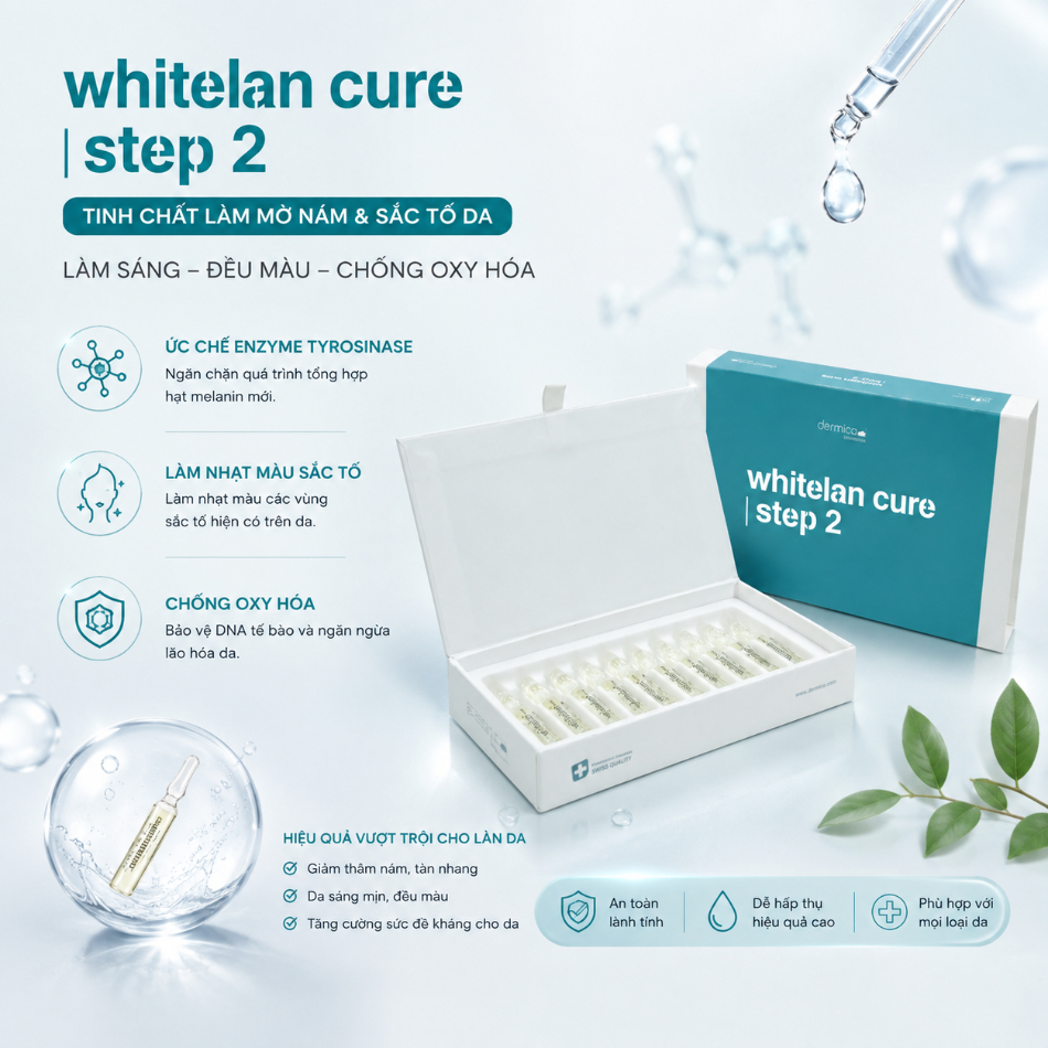 Tinh Chất Làm Mờ Nám Và Chống Lão Hóa Dermica Whitelan Cure Step 2 Lẻ 1 Ống