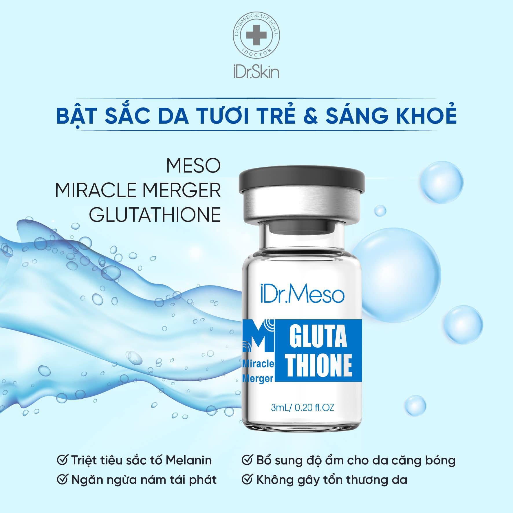 Tinh Chất Meso Glutathione iDr.Skin iDr.Meso Miracle Merger - Hỗ Trợ Mờ Nám, Dưỡng Sáng Da