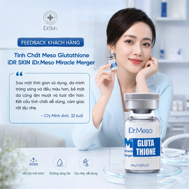 Tinh Chất Meso Glutathione iDr.Skin iDr.Meso Miracle Merger - Hỗ Trợ Mờ Nám, Dưỡng Sáng Da