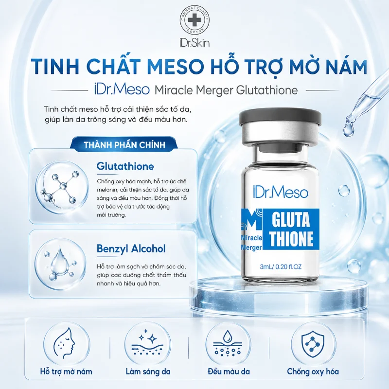 Tinh Chất Meso Glutathione iDr.Skin iDr.Meso Miracle Merger - Hỗ Trợ Mờ Nám, Dưỡng Sáng Da
