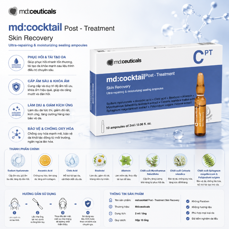 Tinh Chất Phục Hồi Da Sau Peel Laser md:cocktail Post-Treatment Skin Recovery MD:Ceuticals