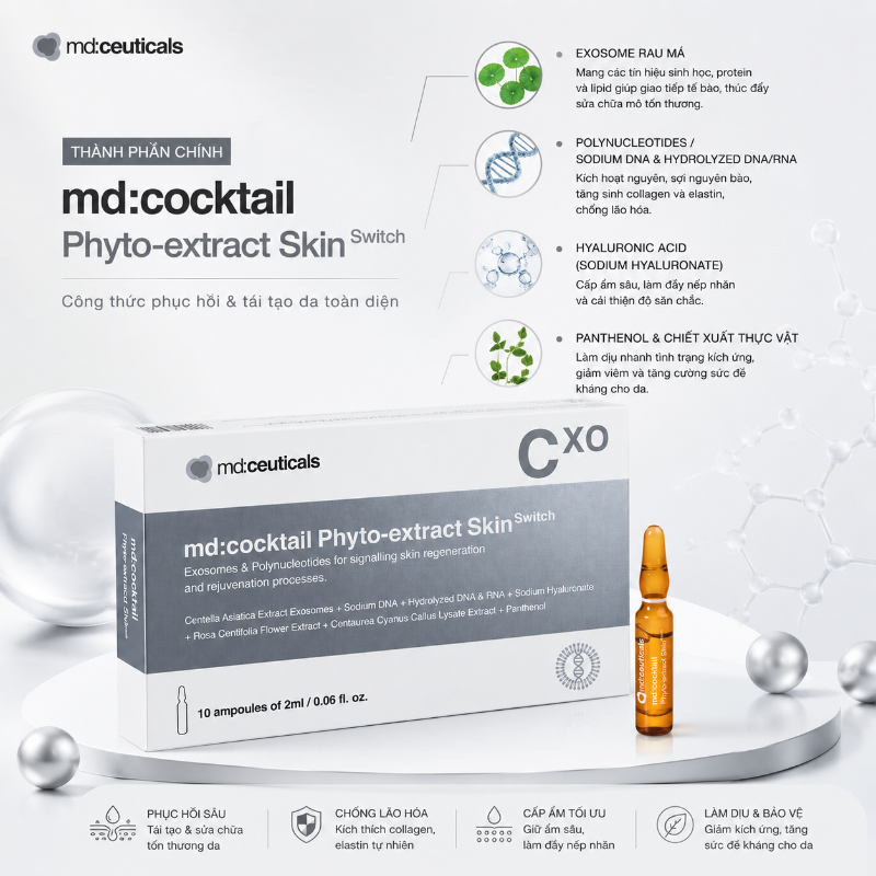 Tinh Chất Phục Hồi Tái Tạo Da MD:Ceuticals md:cocktail Phyto-extract SkinSwitch Exosome 10x2ml