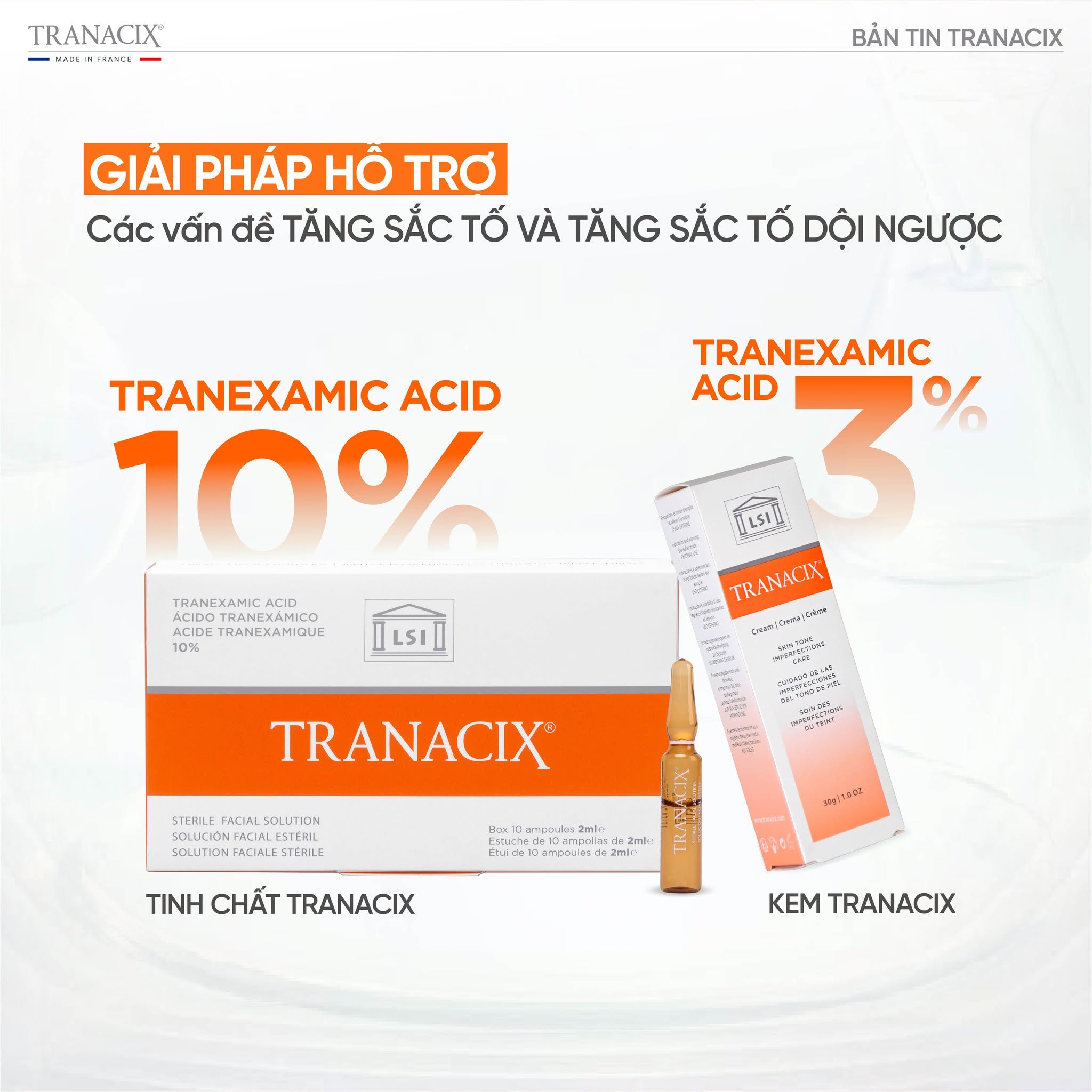 Tinh Chất TRANACIX 10% TRANACIX® Sterile Facial Solution - Hỗ Trợ Làm Mờ Nám Và Sắc Tố Chuyên Sâu Lẻ 1 Ống
