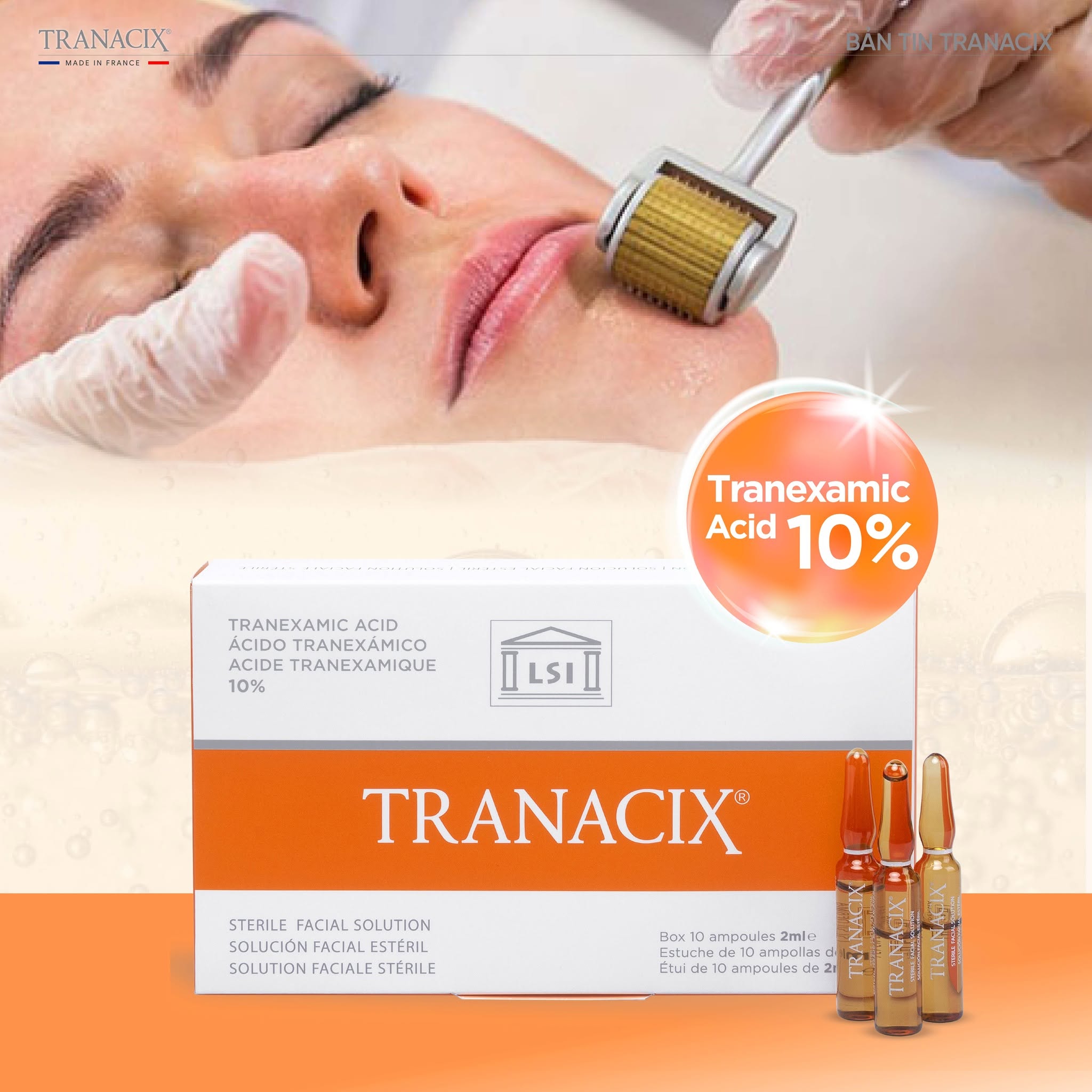 Tinh Chất TRANACIX 10% TRANACIX® Sterile Facial Solution - Hỗ Trợ Làm Mờ Nám Và Sắc Tố Chuyên Sâu Lẻ 1 Ống