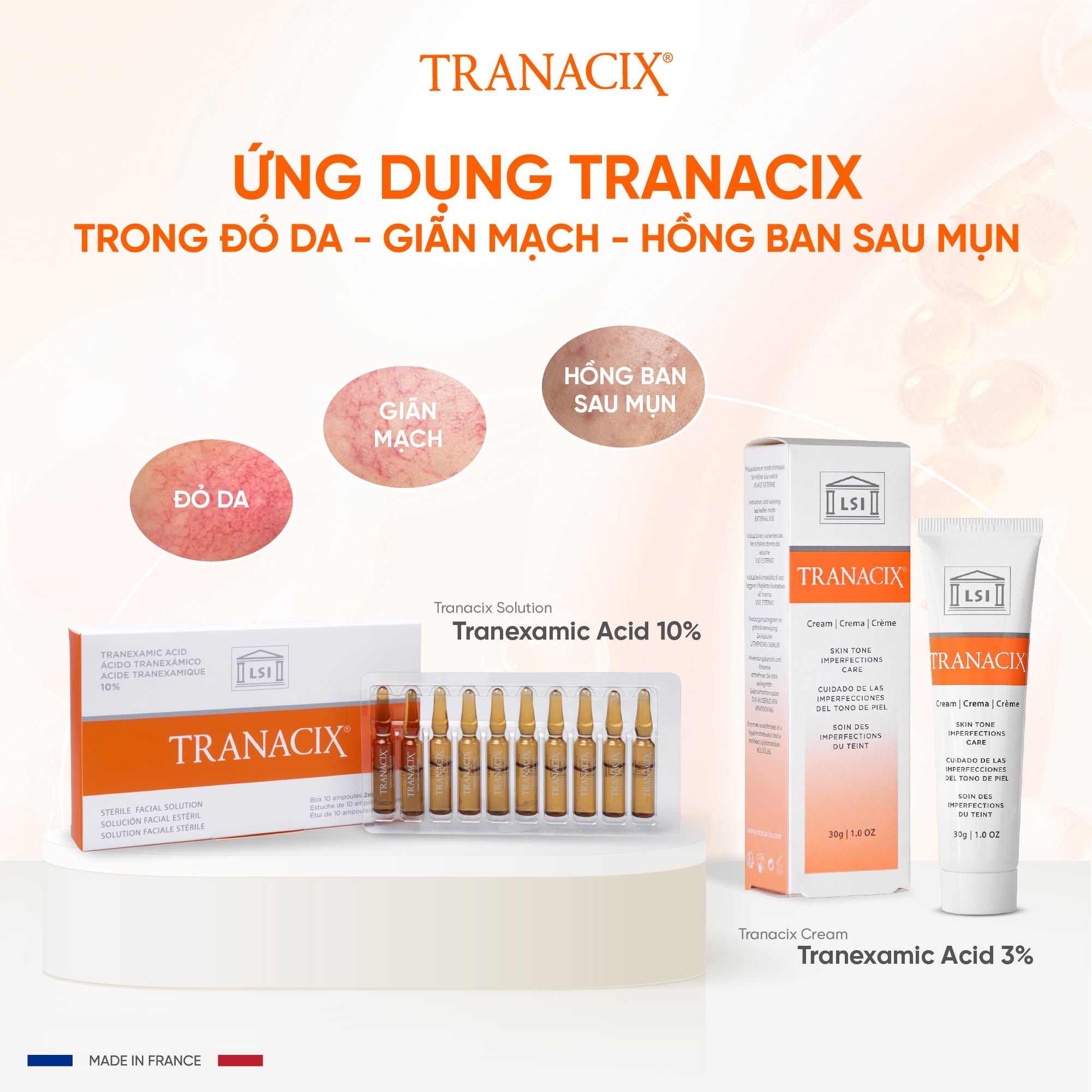 Tinh Chất TRANACIX 10% TRANACIX® Sterile Facial Solution - Hỗ Trợ Làm Mờ Nám Và Sắc Tố Chuyên Sâu Lẻ 1 Ống